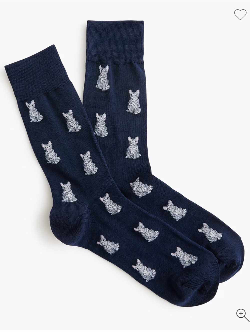 J. Crew Navy Socks with Light-Gray cat Motif